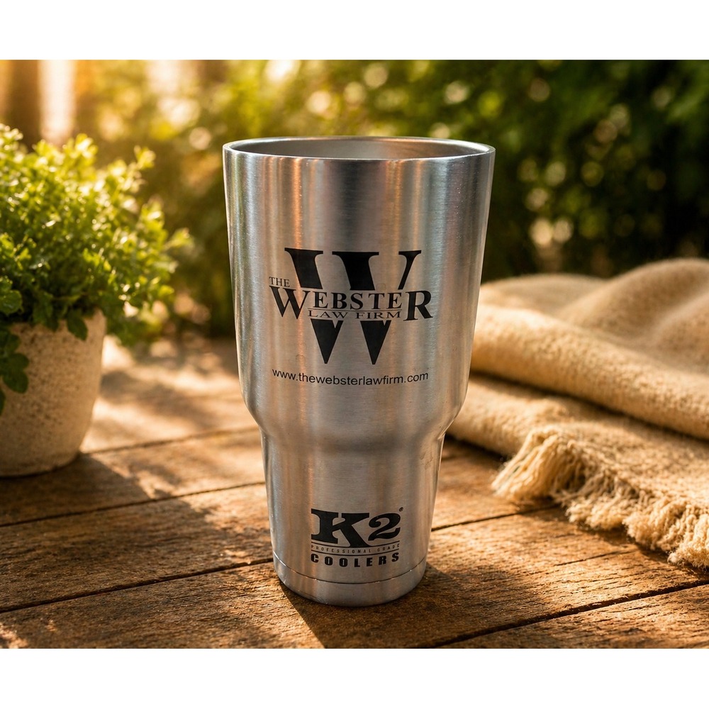 K2 Coolers 30oz Stainless Steel Tumbler Insulated Travel Mug Silver Webster Law